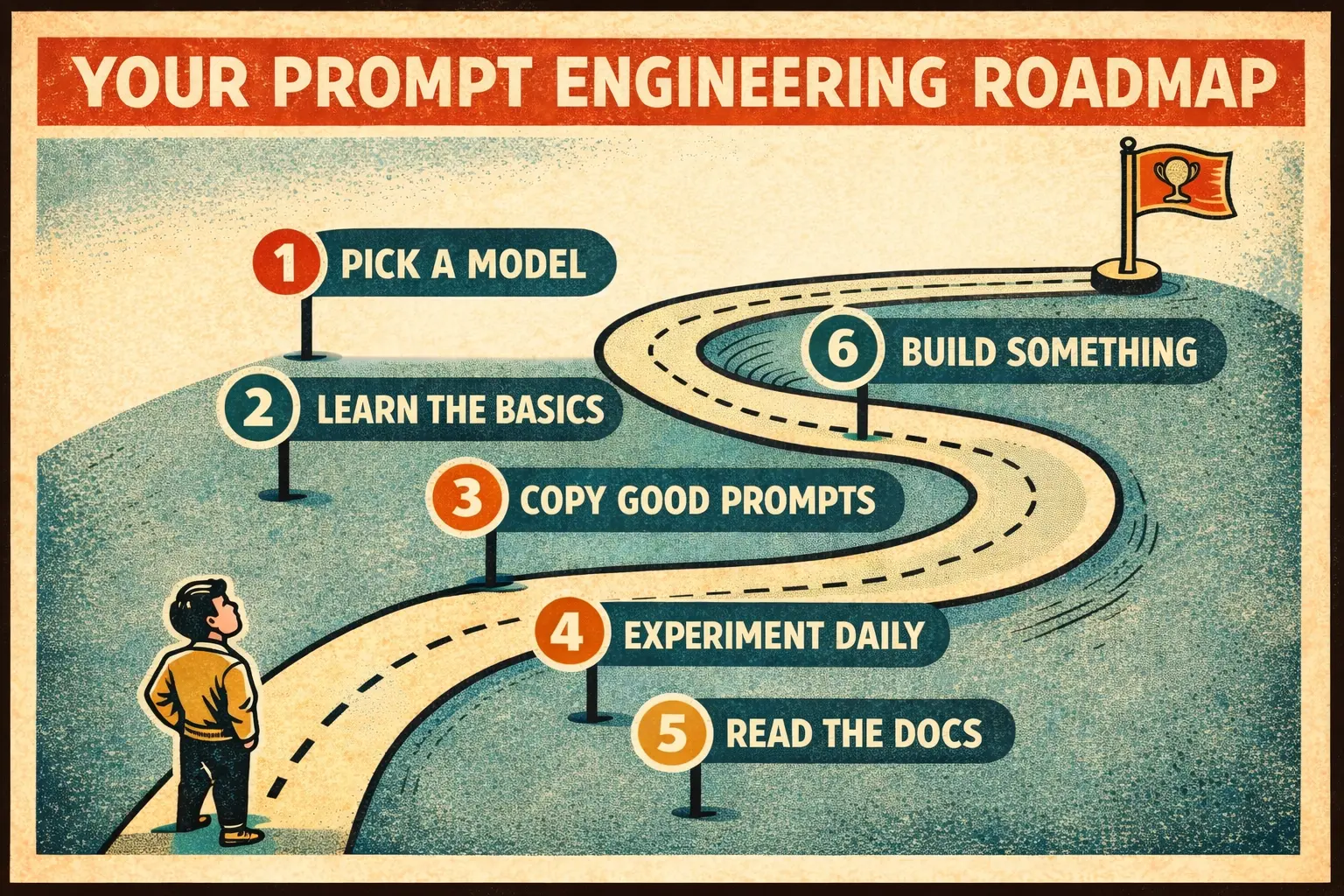 Six-step roadmap to learning prompt engineering from picking a model to building something